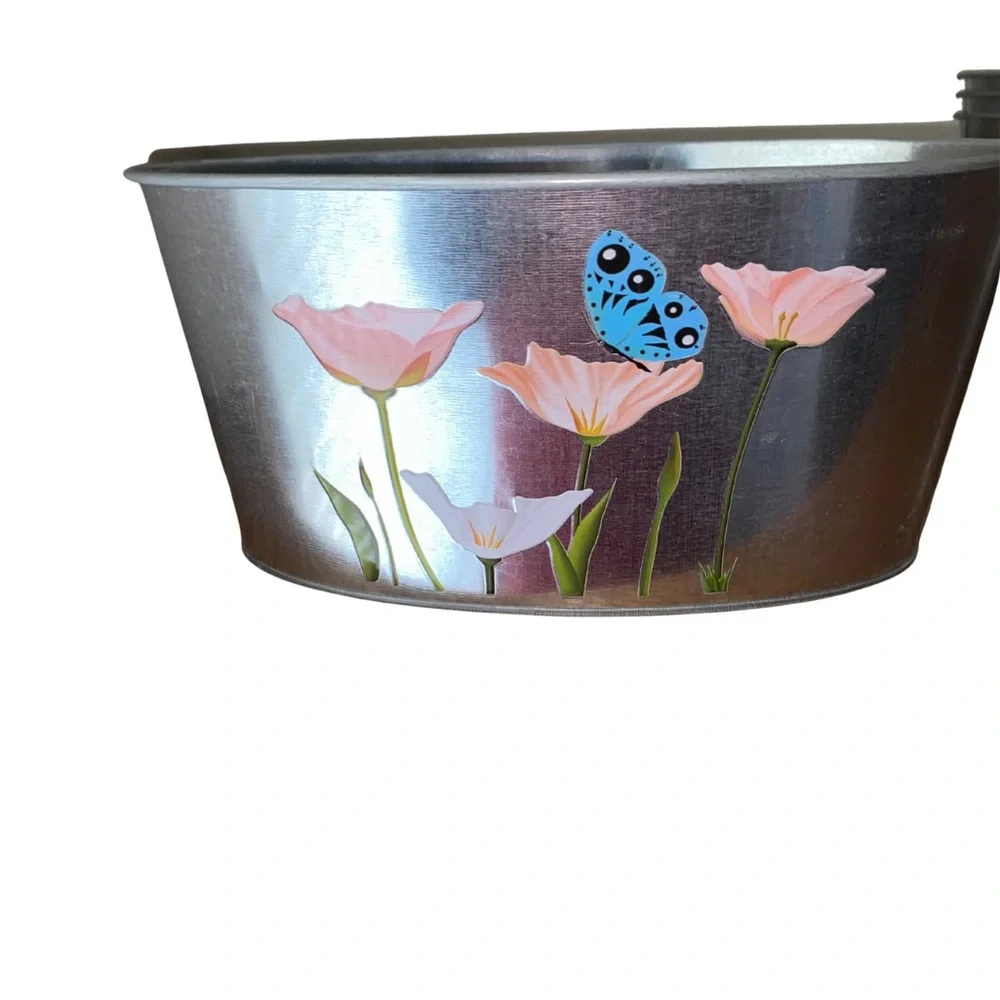 Set of 5 Floral Butterfly Metal Tins 7in Spring Garden Rustic Decor Storage‎